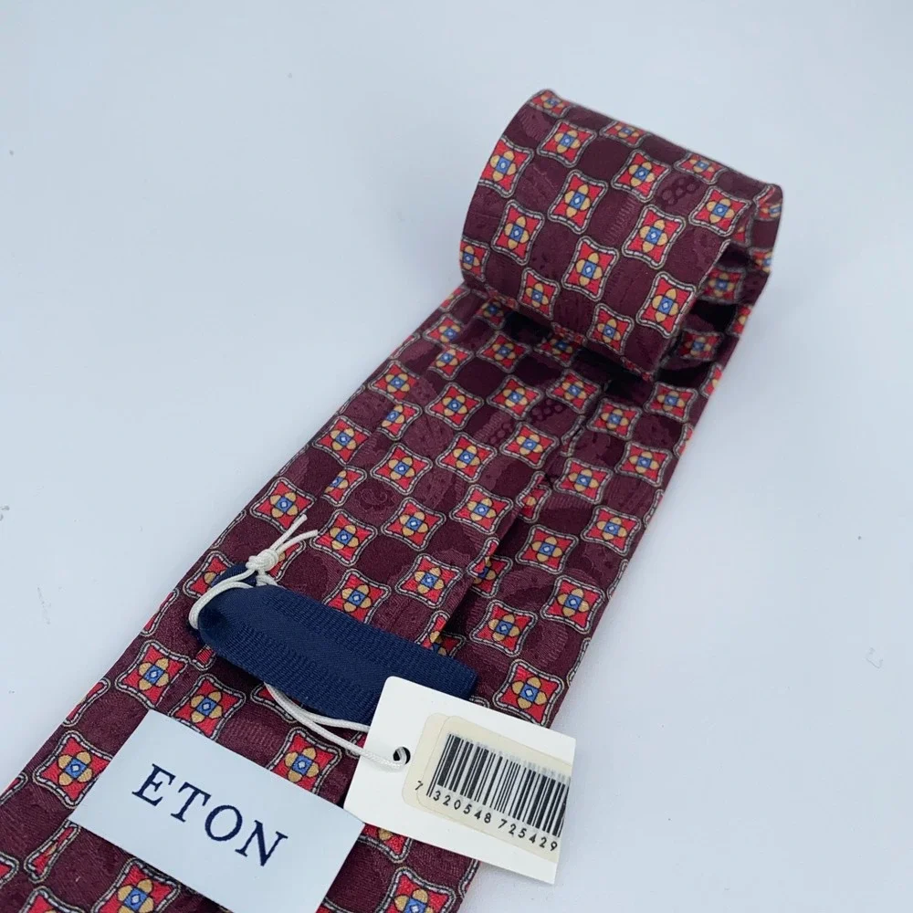 Eton Tie Mens One Size Multi‎ Patterned Silk Classic Luxury Necktie Italy Made
